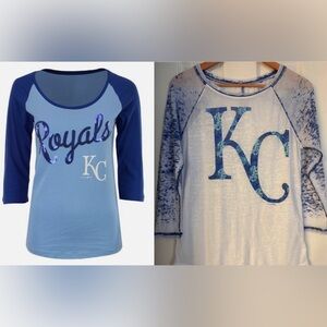NWT Kansas City Royals Tops KC Floral Sequin Raglan shirt Small Set Baseball